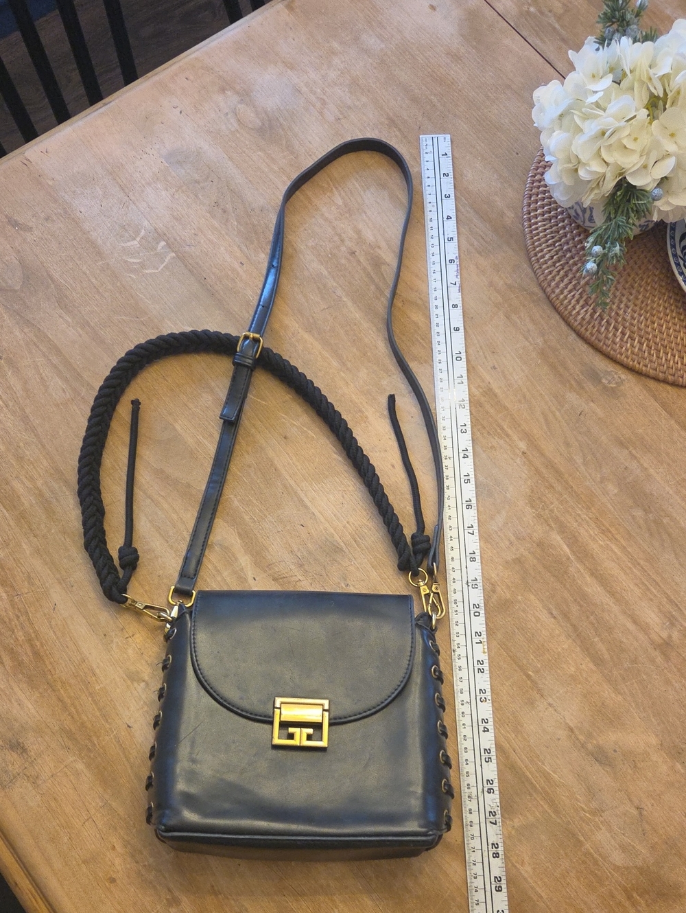 Black Crossbody Bag with Gold Hardware